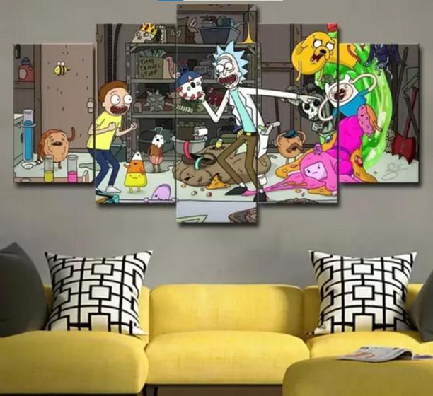 Imagem de quadros decorativos 4 k rick e morty 5 pçs