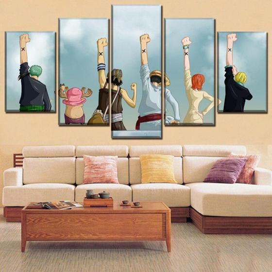 Imagem de Quadros Decorativos 5 Peças Anime One Piece Personagens