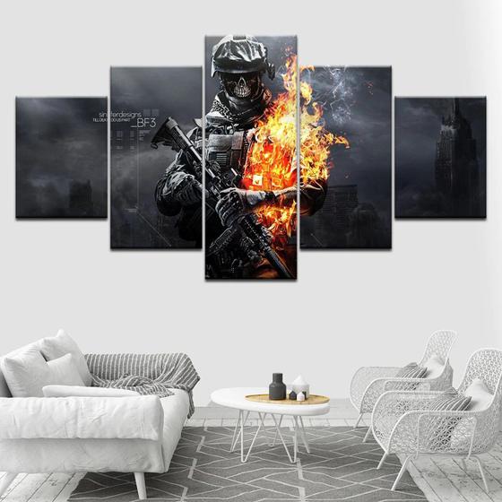 Quadros decorativos 5 peças campo de batalha soldado guerra Menor preço em Quadros decorativos 5 peças campo de batalha soldado guerra