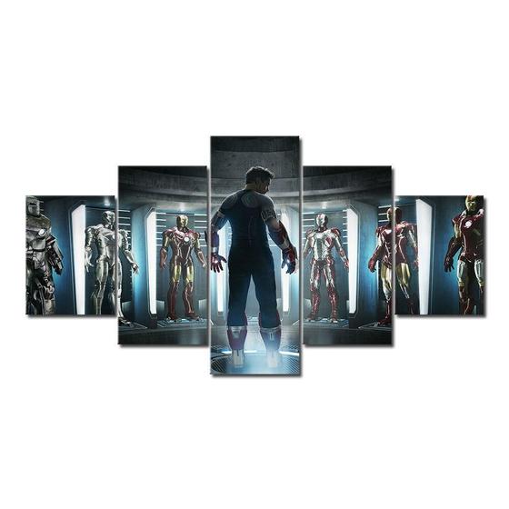 Imagem de Quadros Decorativos 5 Peças Homem De Ferro Filmes Vingadores