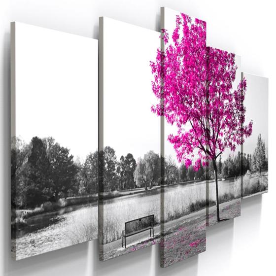 Imagem de Quadros Decorativos Arvore Rosa Botanico Sala 