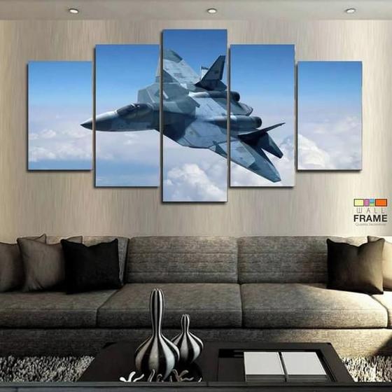 Imagem de Quadros Decorativos Avião De Caça 63x130mt em Tecido