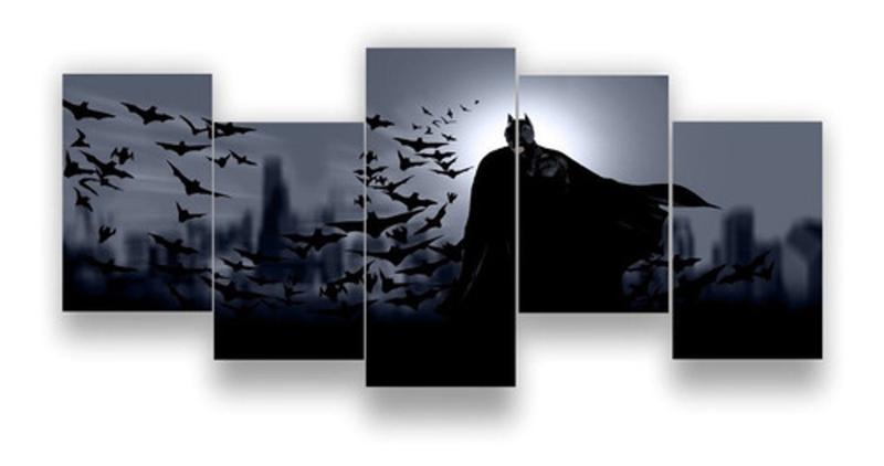 Imagem de Quadros Decorativos Batman Super Herói Mosaico 115x60cm 5pçs