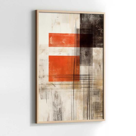 Imagem de Quadros Decorativos com com Moldura Abstrato Moderno Vermelho e Preto  Vertical para Sala Quarto Decoração