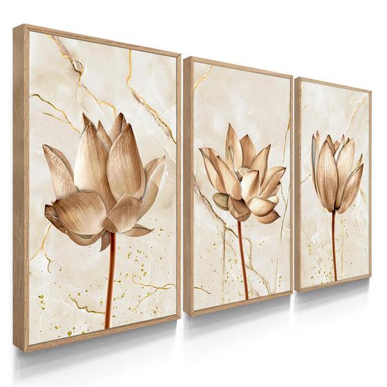 Quadros Decorativos com Moldura Sala Quarto Abstrato Flores Quartzo