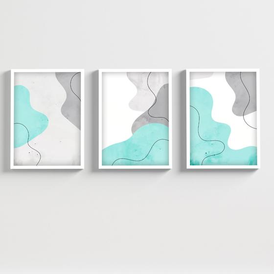 Imagem de Quadros Decorativos Com Moldura Vidro Minimalista Sala Quarto Abstrato