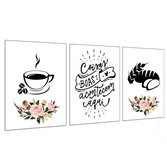 Imagem de Quadros Decorativos Cozinha Café e Pão Branco Copa Sala Àrea Gourmet PMG