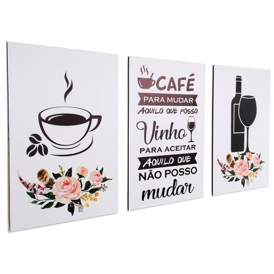 Imagem de Quadros Decorativos Cozinha Café e Vinho Branco Copa Sala Àrea Gourmet PMG