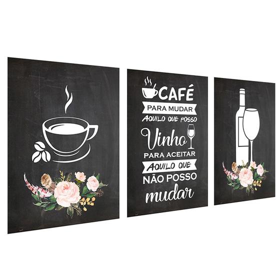 Imagem de Quadros Decorativos Cozinha Café e Vinho Copa Sala Àrea Gourmet PMG