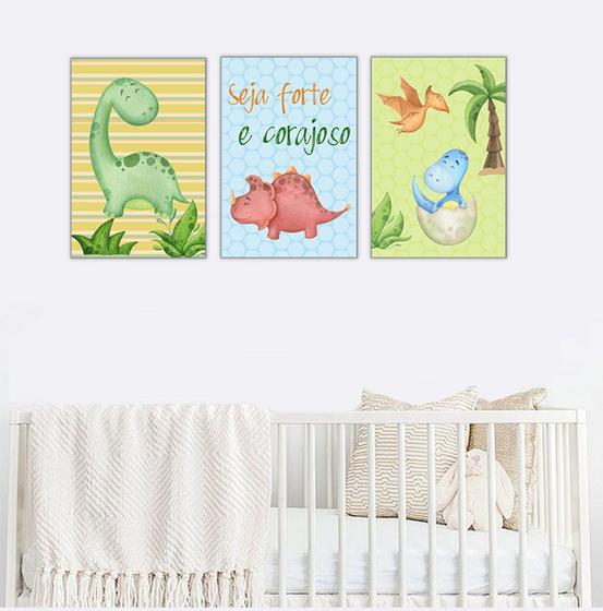 Imagem de Quadros Decorativos Dinossauro Kit 3 peças 20x30cm