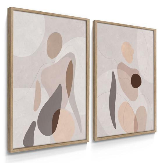 Imagem de Quadros Decorativos Dupla Mulher Abstrato 55X40 Com Moldura