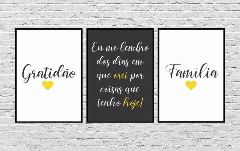 Imagem de Quadros Decorativos Família Gratidão Oração Amarelo