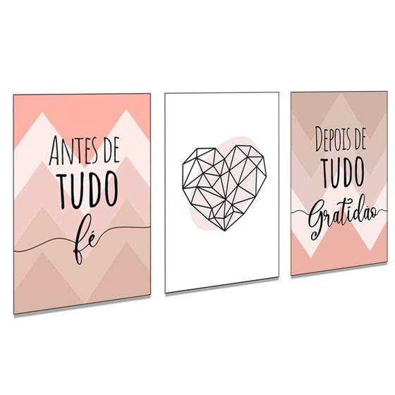 Imagem de Quadros Decorativos Fé e Gratidão Sala Escritório Quarto Moderno Casal PMG