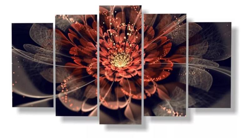 Imagem de Quadros Decorativos Flor Fractal Vermelha"