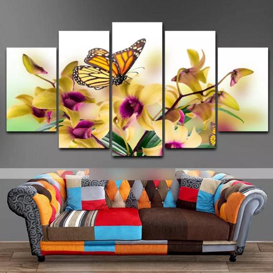 Imagem de Quadros Decorativos Flores Borboleta "