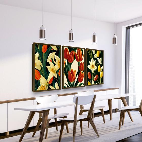 Imagem de Quadros Decorativos Flores Flor Tulipas Decoração Parede Casa