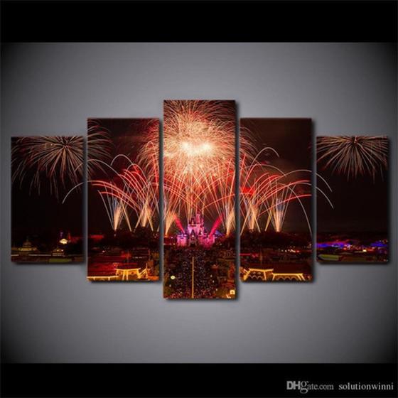 Imagem de Quadros Decorativos Fogos De Artificios Mosaico 5 Peças