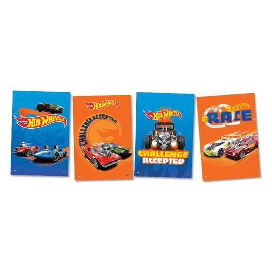 Imagem de Quadros Decorativos Hot Wheels 21x31cm com 4 Unidades