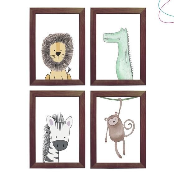 Imagem de Quadros Decorativos Infantil Safari Animais da Floresta