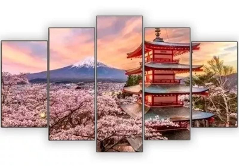 Imagem de Quadros Decorativos Japão Oriental Fundo Rosa"