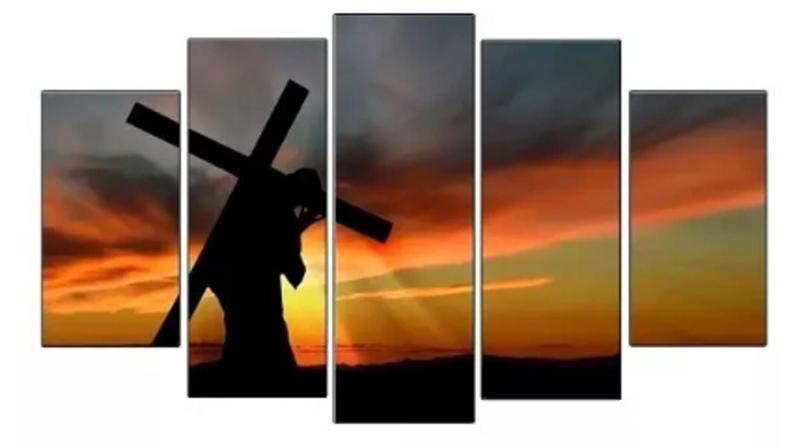 Quadros Decorativos Jesus Carregando A Cruz Por Do Sol Cristo" - aero print Imagem de Quadros Decorativos Jesus Carregando A Cruz Por Do Sol Cristo"