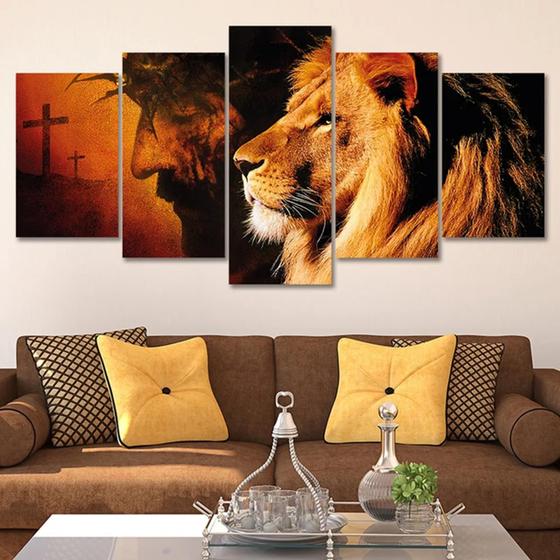 Imagem de Quadros Decorativos Jesus Cristo Religioso Grande Leao Juda