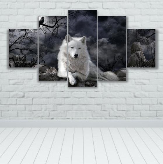 Imagem de Quadros Decorativos Lobo Branco Mosaico