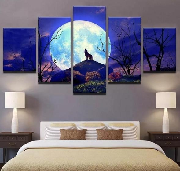 Imagem de quadros decorativos Lobo X Lua Cheia "