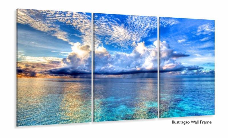 Imagem de Quadros Decorativos Mar Chuva 120x60 3 peças em Tecido