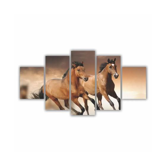 Imagem de Quadros Decorativos MDF Corrida de Cavalos Marrom - Qualidade de Impressão Premium