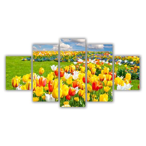 Imagem de Quadros Decorativos MDF Floral Campo de Tulipas