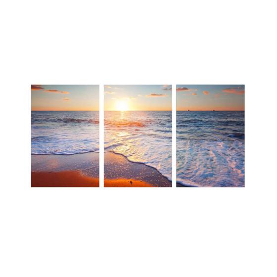 Imagem de Quadros Decorativos MDF Praia Mar Por Do Sol Paisagem 80x60