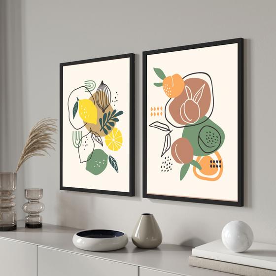 Imagem de Quadros Decorativos Moldura e vidro limão Fruta Cozinha