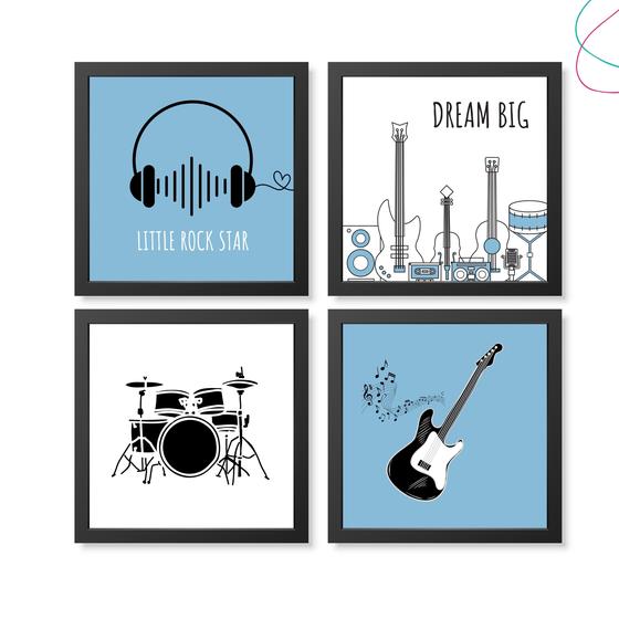 Imagem de Quadros Decorativos Moldura e Vidro - musica estrela do rock