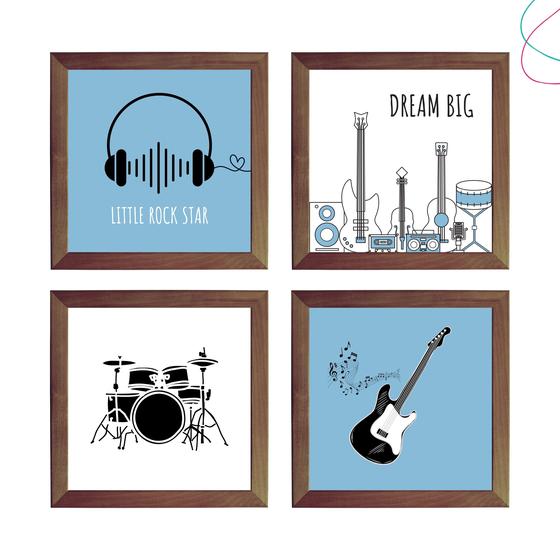 Imagem de Quadros Decorativos Moldura e Vidro - musica estrela do rock