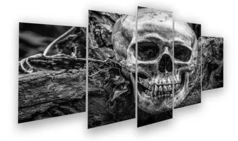 Imagem de Quadros Decorativos Mosaico caveira preto e branco filmes de terror "