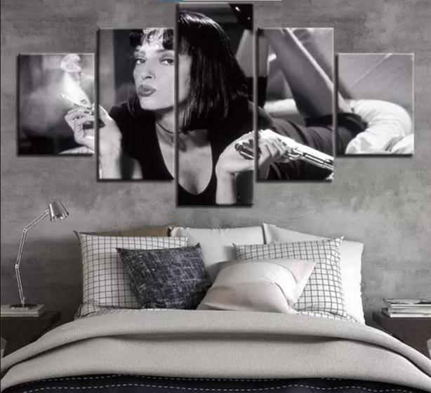 Imagem de Quadros Decorativos Mosaico filme mia wallace preto branco "