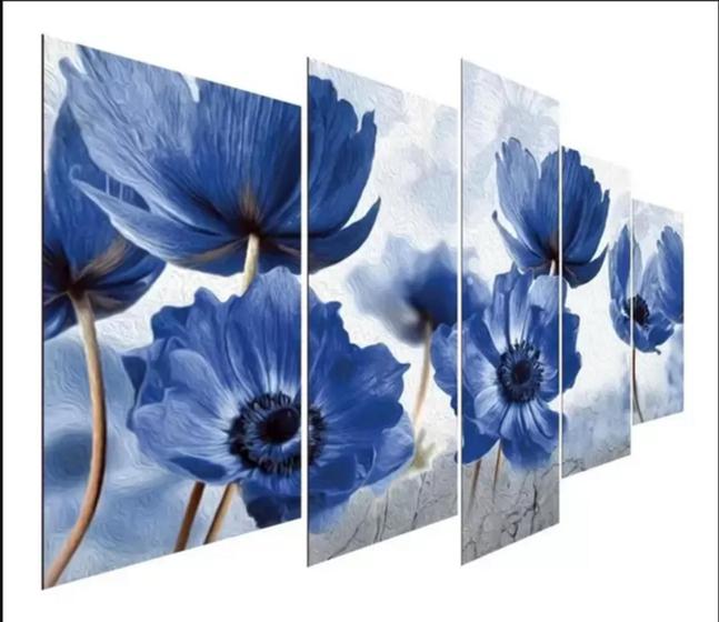 Imagem de Quadros Decorativos Mosaico flor azul "