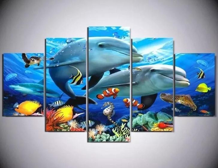 Imagem de Quadros Decorativos Mosaico Fundo Do Mar Peixe"