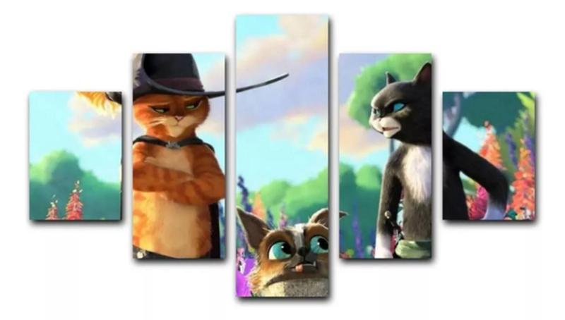 Imagem de Quadros Decorativos Mosaico Gato De Botas Filme Cinema"