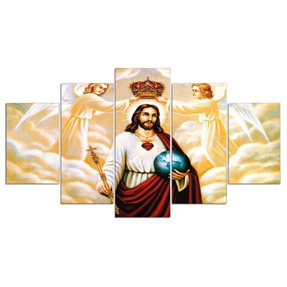 Imagem de Quadros Decorativos Mosaico Jesus Cristo E Anjos Religioso