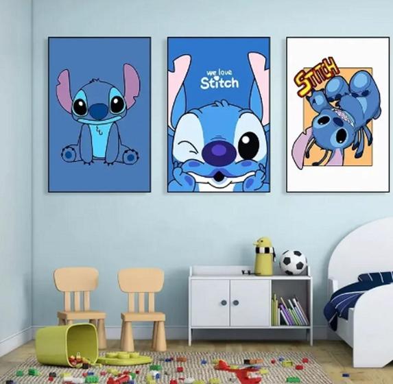 Imagem de Quadros Decorativos Mosaico Lillo Stitch Infantil"