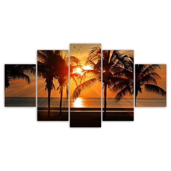 Imagem de Quadros Decorativos Mosaico MDF por do sol Coqueiros