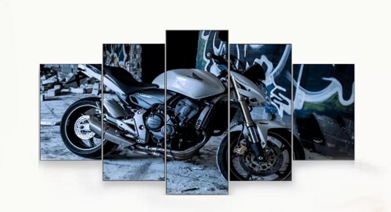 Imagem de Quadros Decorativos Mosaico Moto Hornet Branca"