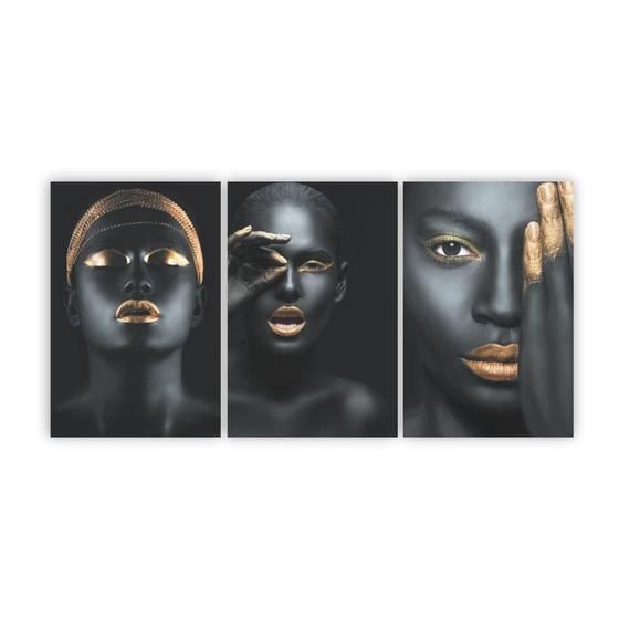 Imagem de Quadros Decorativos Mosaico Mulheres Negras Maquiagem