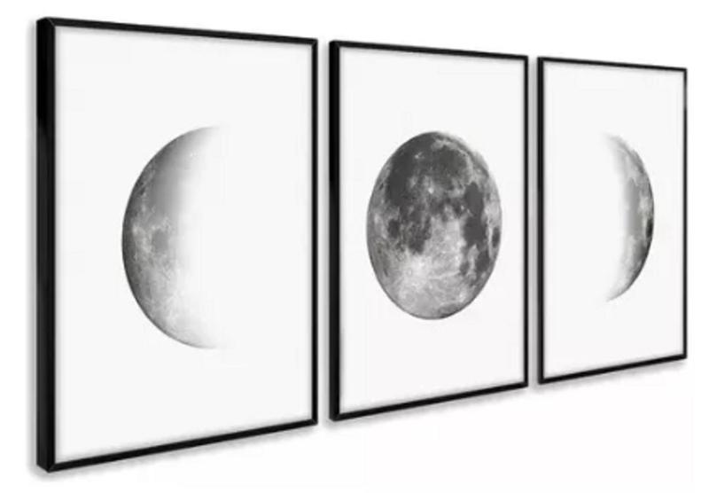 Imagem de Quadros Decorativos Mosaico Paisagem Lua Preto Branco"