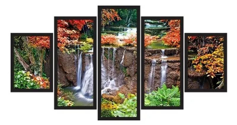 Imagem de Quadros Decorativos Mosaico Paisagem Queda D'água Naturez"