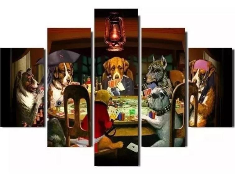 Imagem de Quadros Decorativos Mosaico Poker Cachorro"