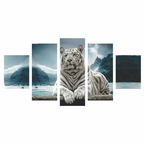 Imagem de Quadros Decorativos Mosaico Tigre Branco na Neve