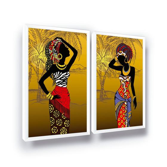 Imagem de Quadros Decorativos Mulher Negra Dourado 